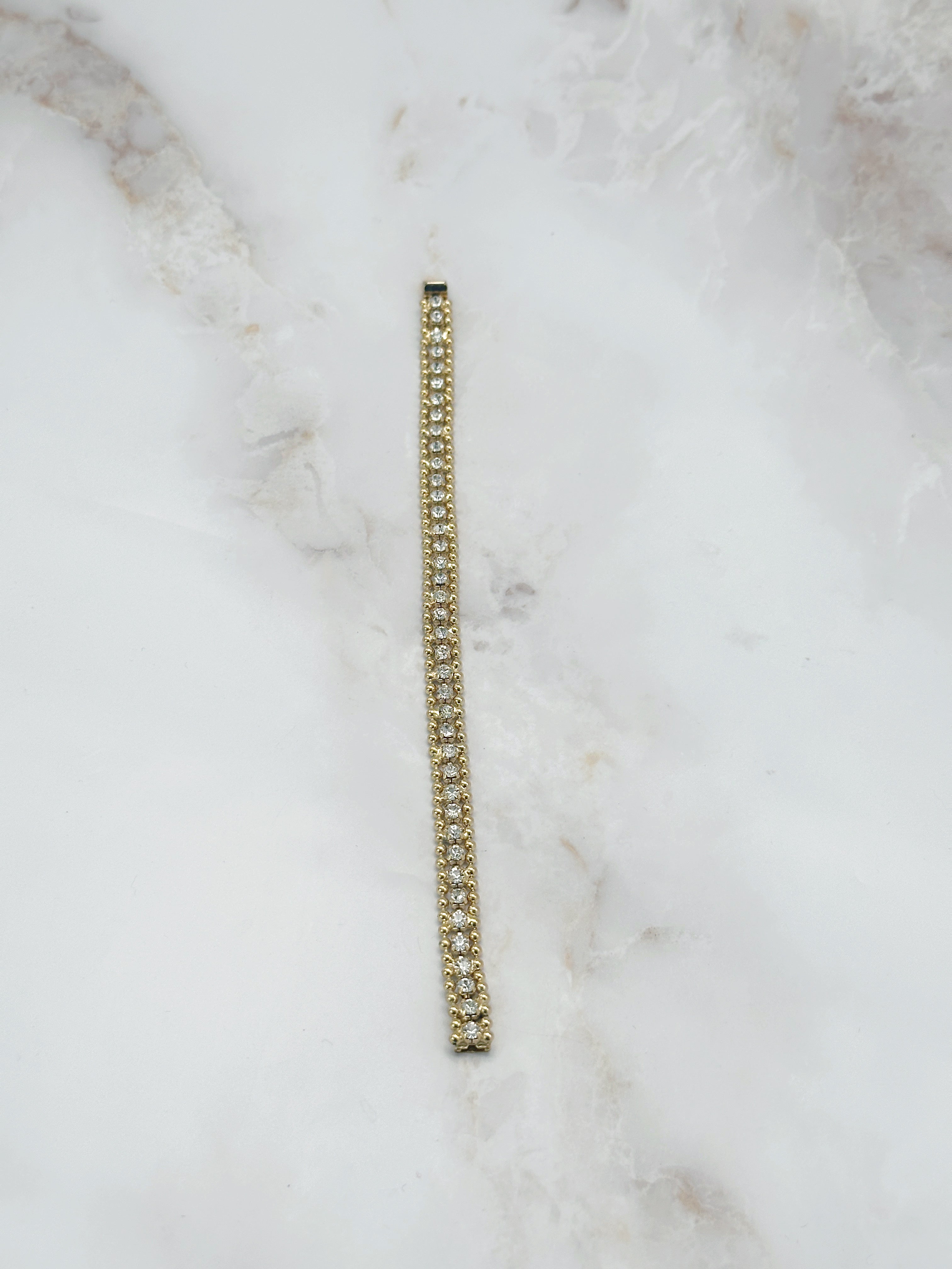 Vintage Armband mit Strass und feinen goldenen Kügelchen