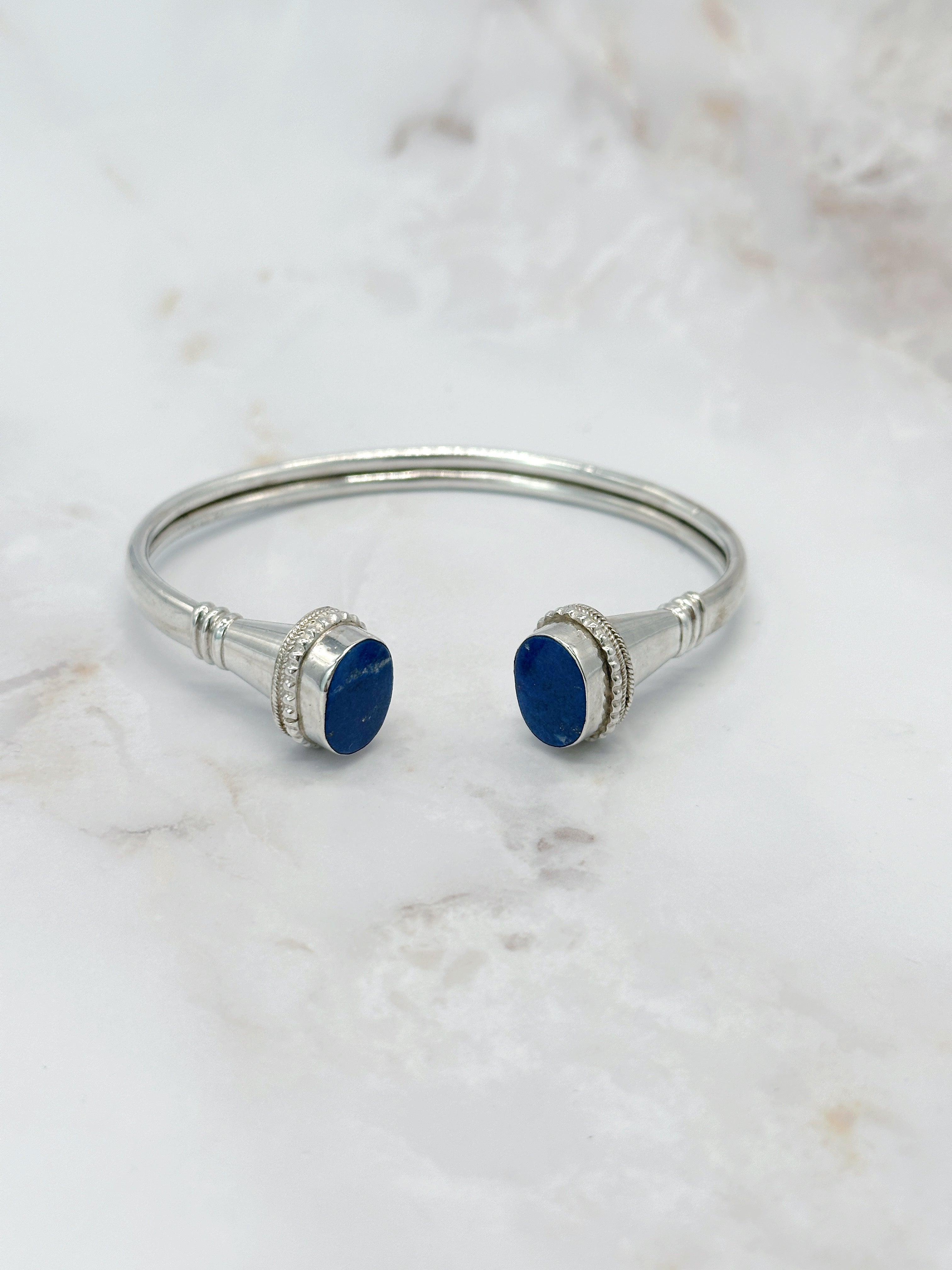 Vintage Silber-Armspange mit Lapislazuli