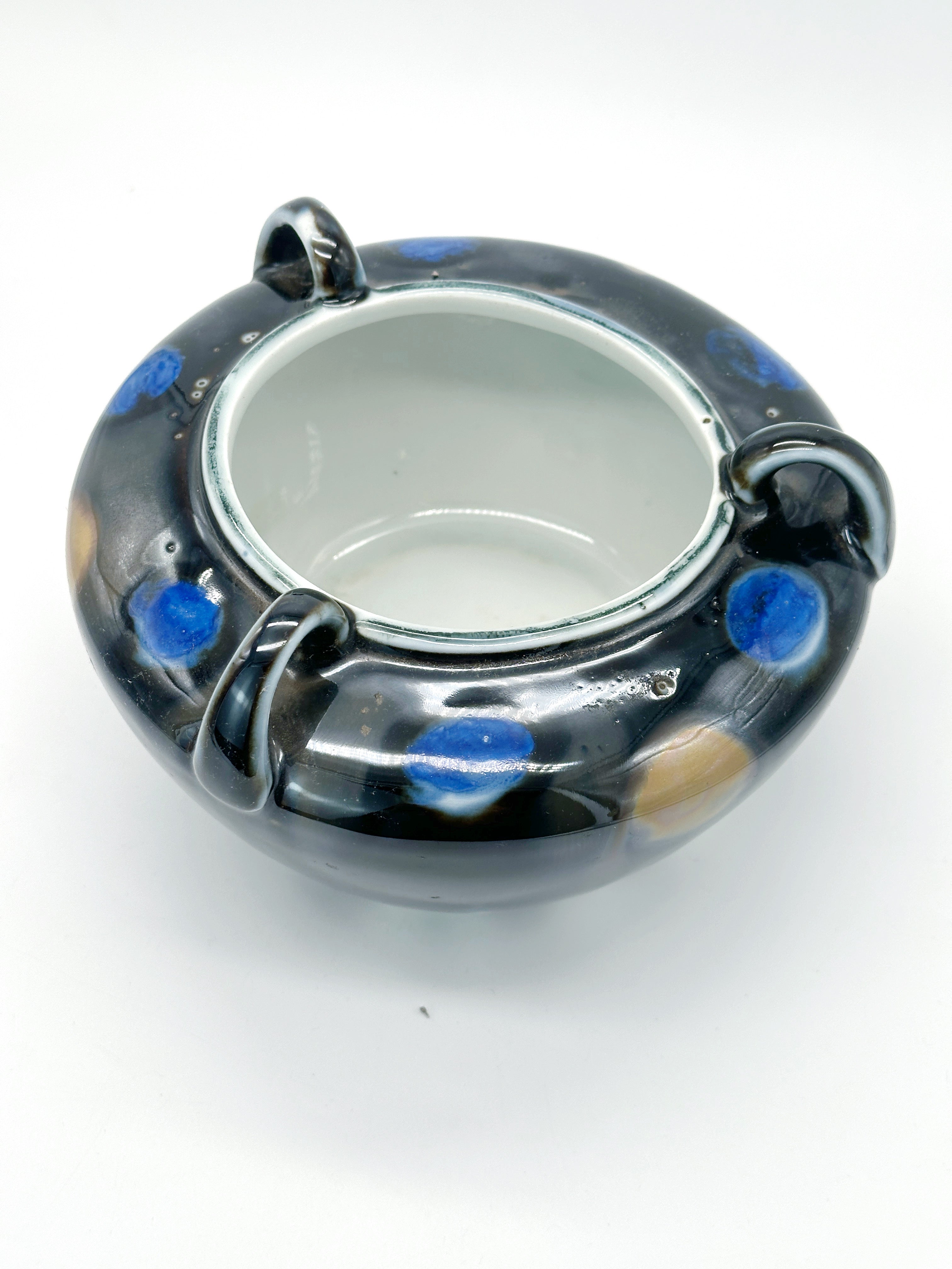 Antike Vase von Wilhelmsthal in Blau Weiß Schwarz