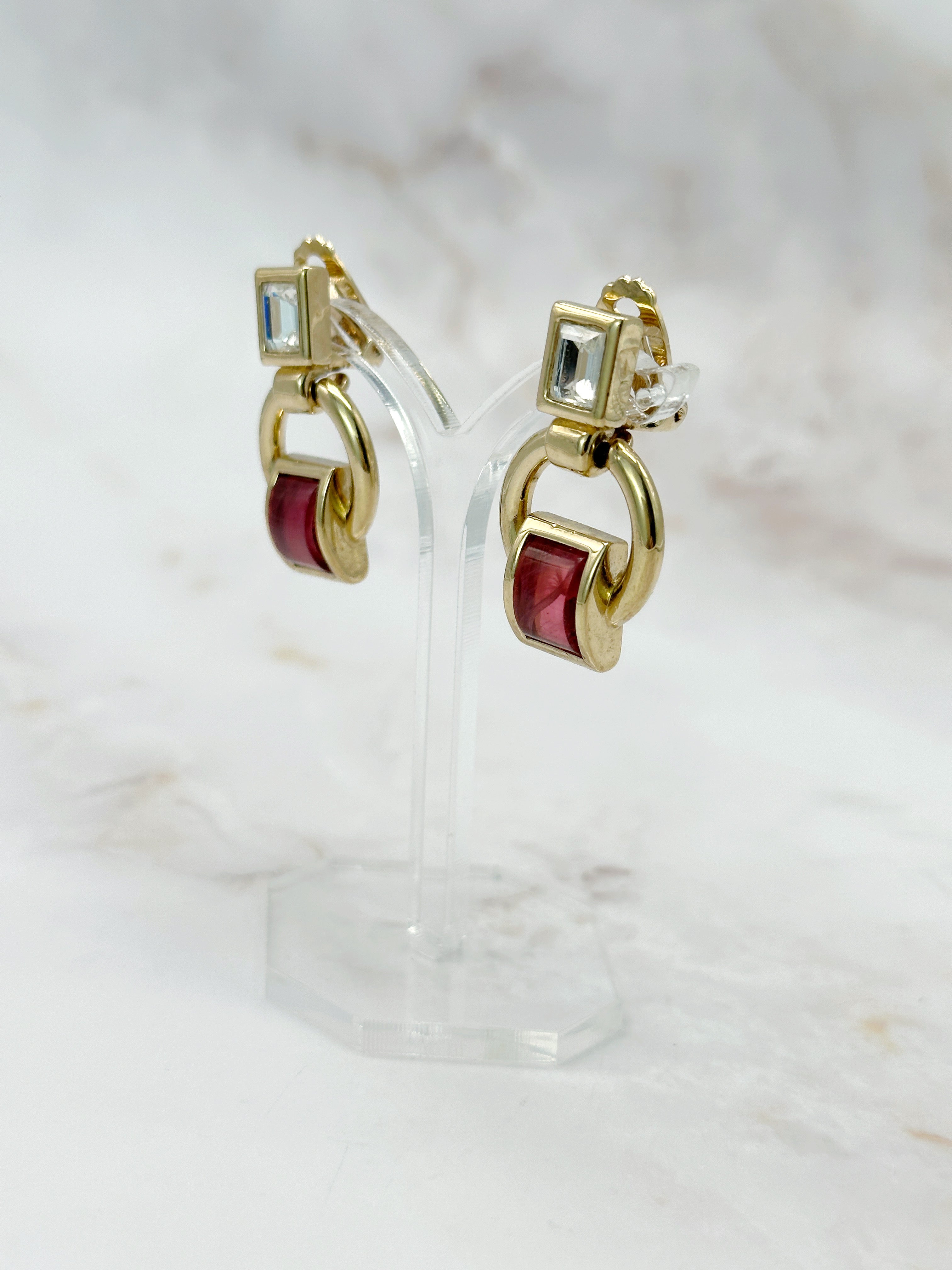 Vintage Ohrclips mit Strass und Glascabochons