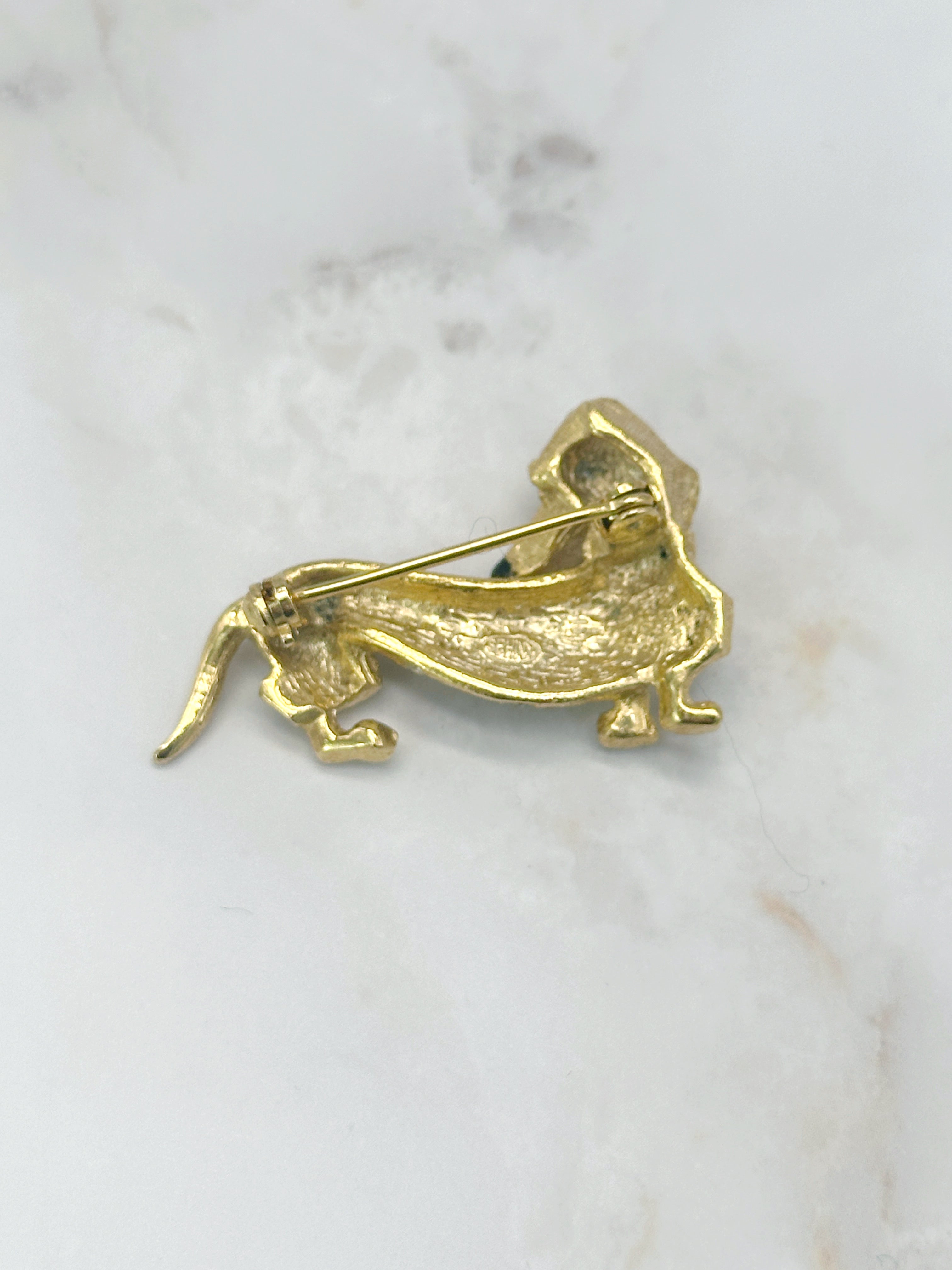 Signierte Vintage Brosche von Sphinx als Dackel mit Strass