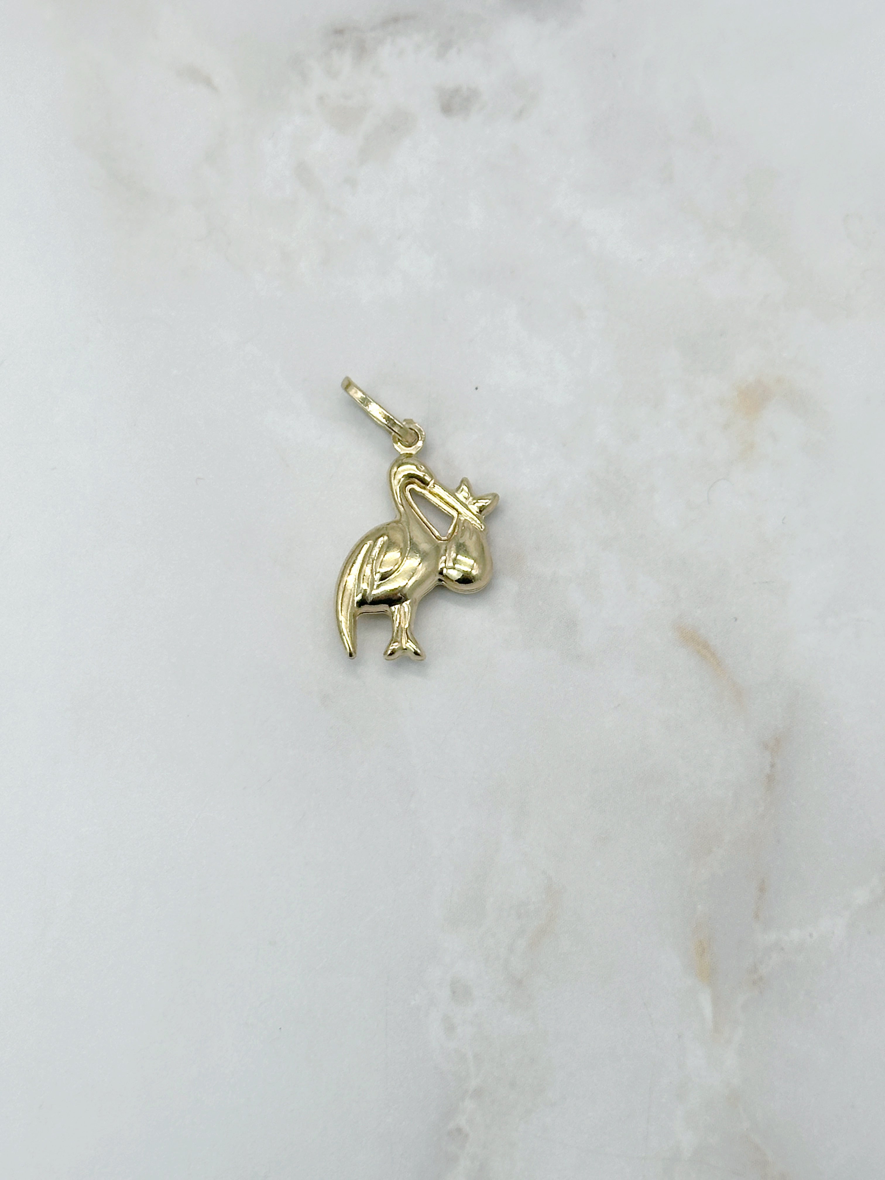 Vintage Anhänger Storch in 750 Gelbgold