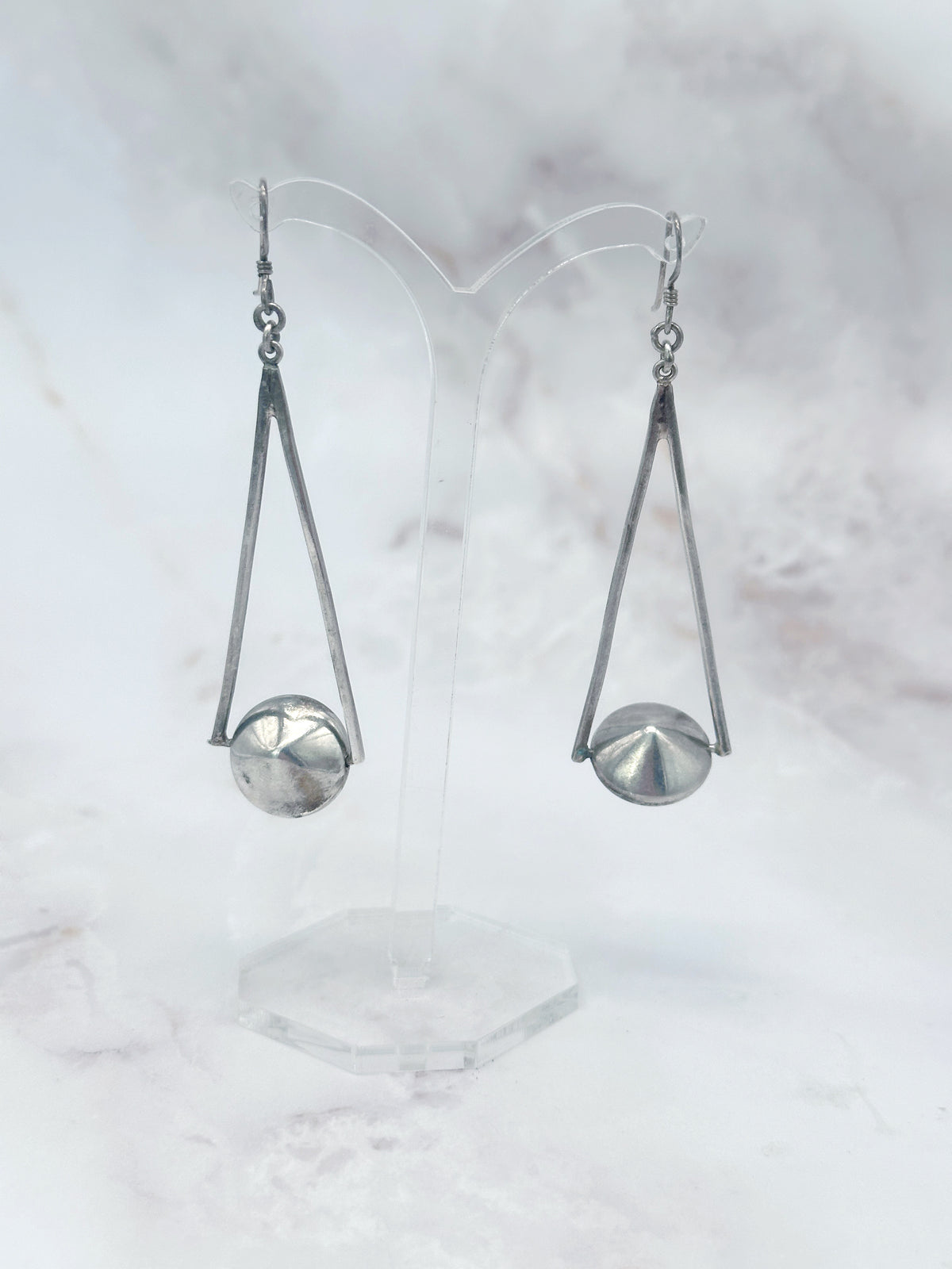 Lange geometrische Ohrgehänge aus 925 Silber