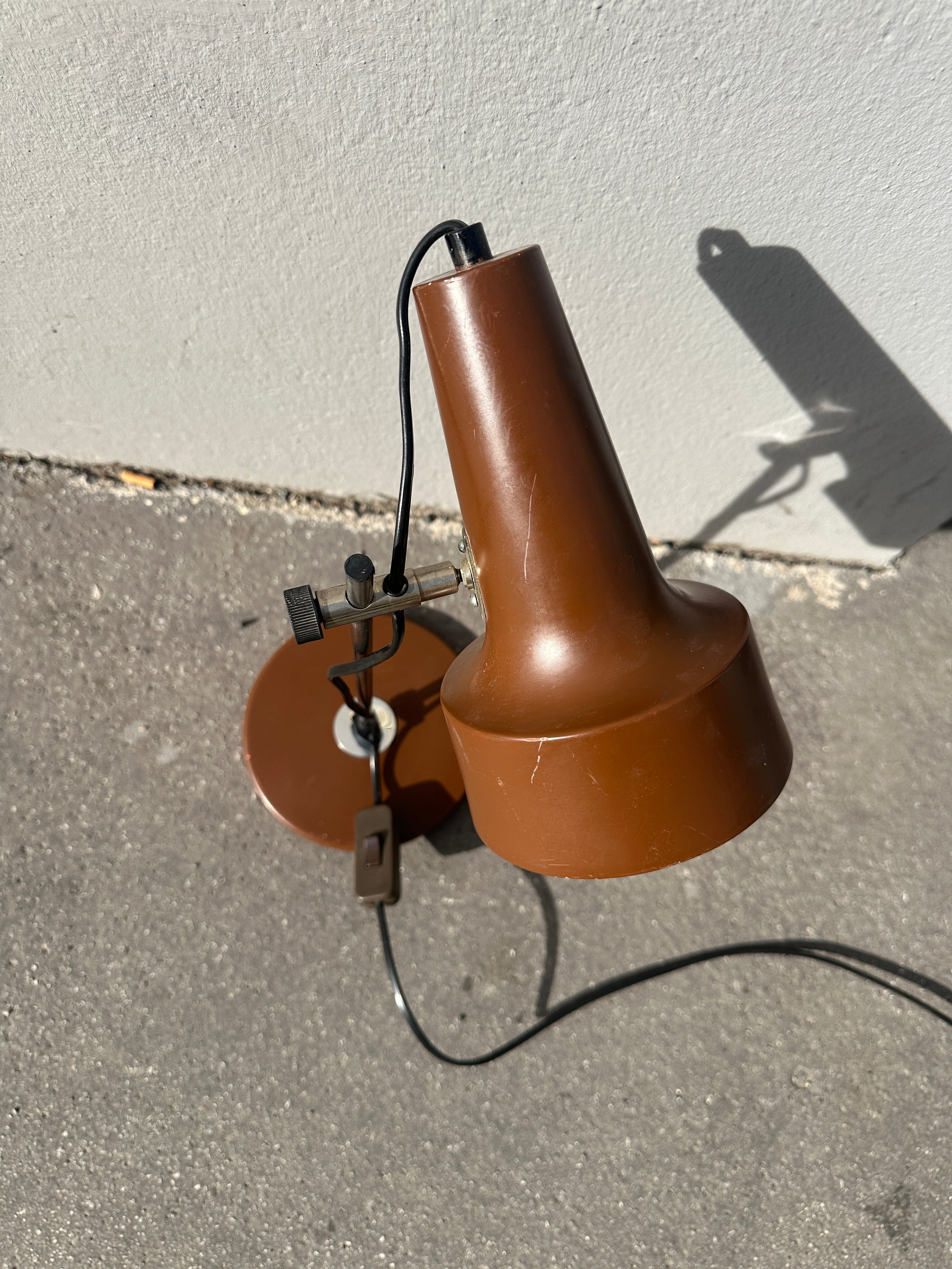 Mid-Century Schreibtischlampe in Mokka-Braun & Chrom