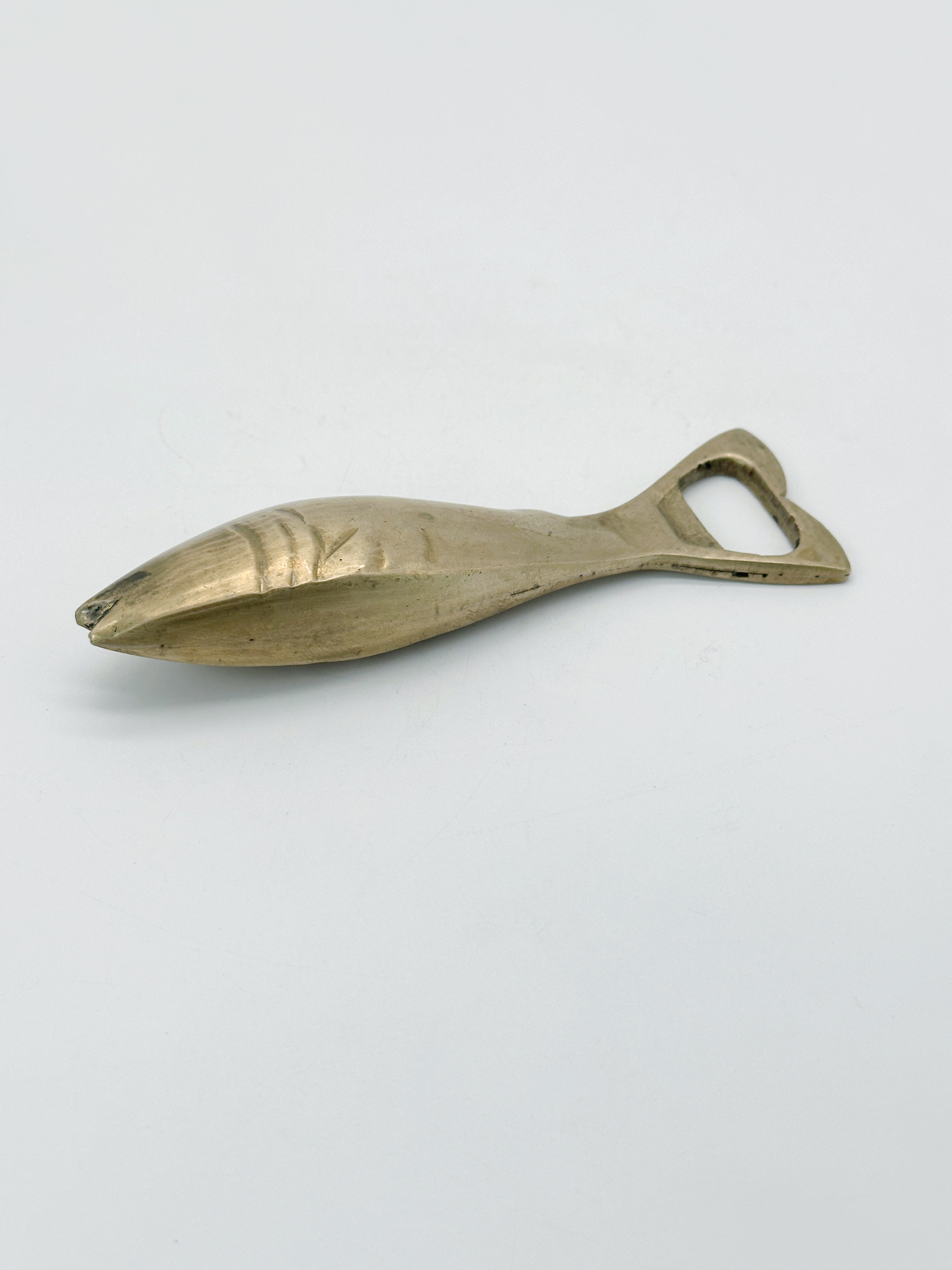 Vintage Flaschenöffner "Fisch" aus massivem Messing