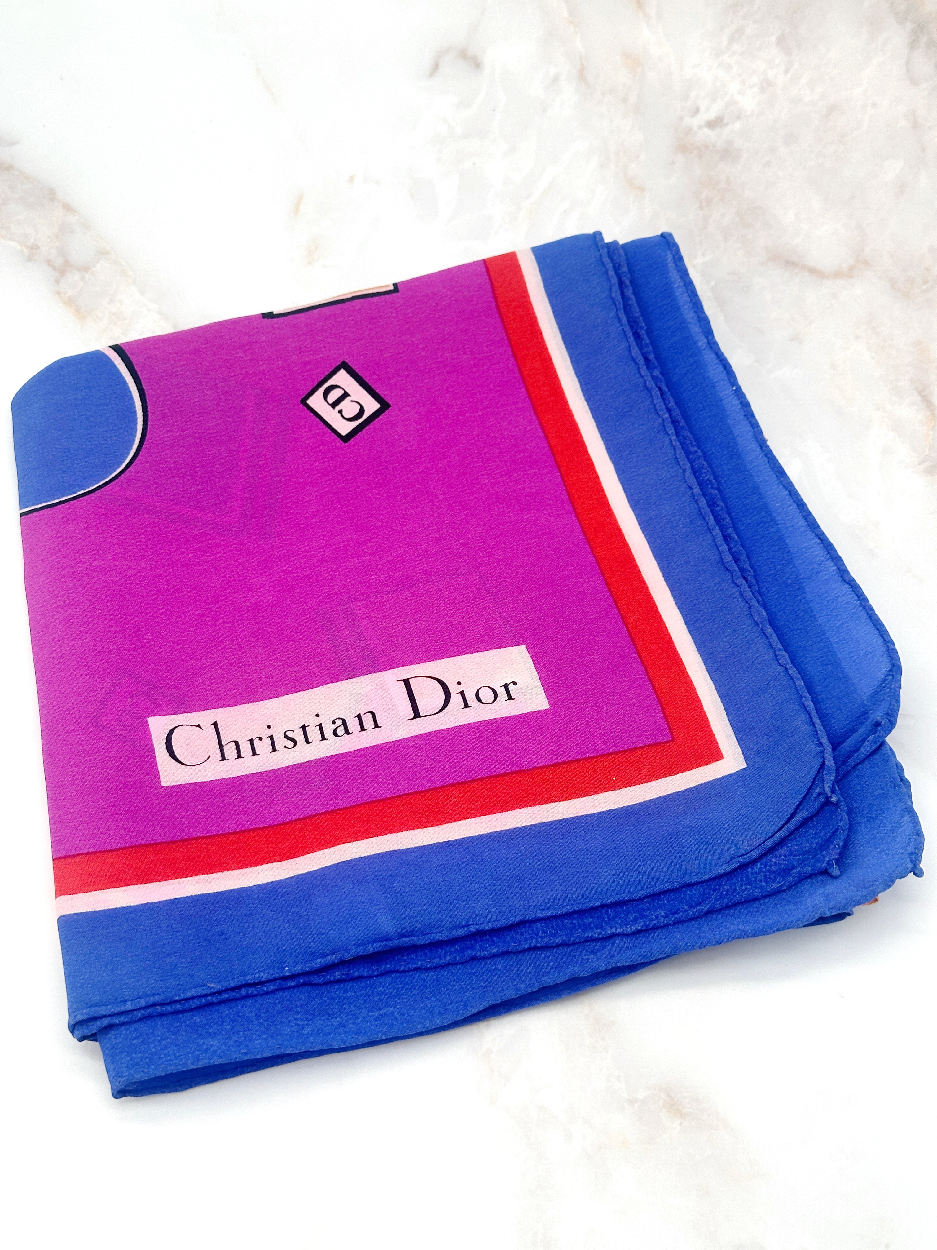 Vintage Seidentuch von Dior mit geometrischem Muster um 1980/90