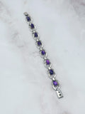 Vintage Armband mit Amethyst und silberfarbenen Gliedern
