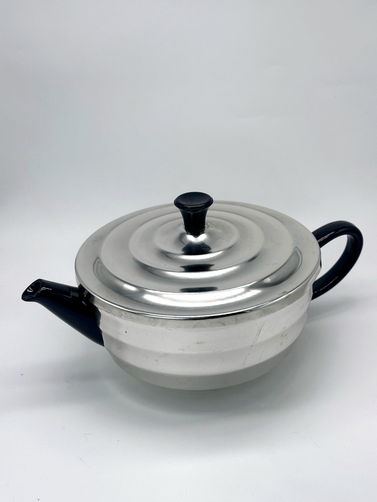 Vintage-Teekanne aus schwarzer Keramik mit Thermofunktion