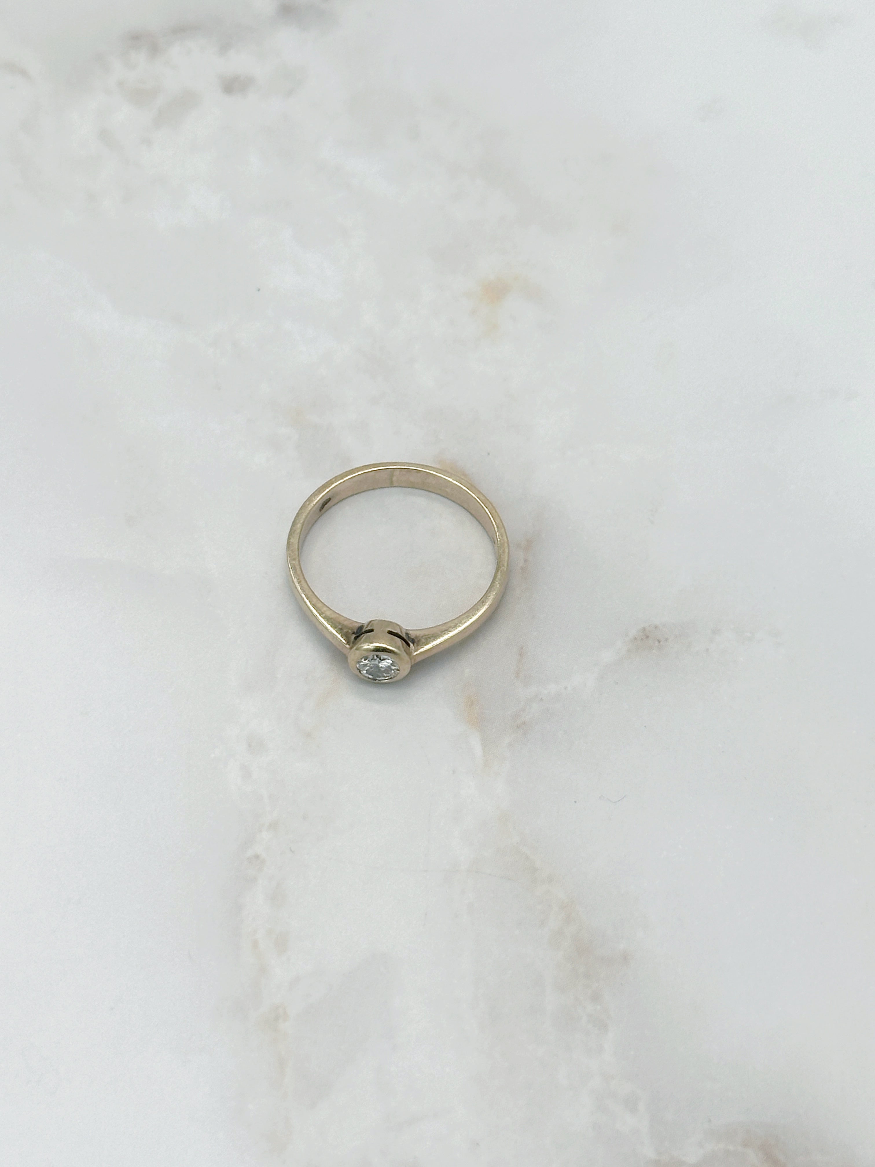 Vintage Solitär Ring in 585 Gelbgold mit Diamant
