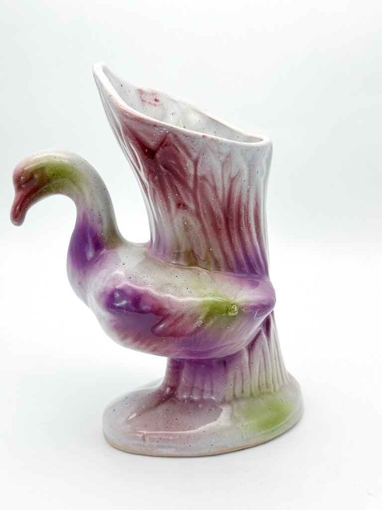 Vintage Vase mit Flamingo-Motiv