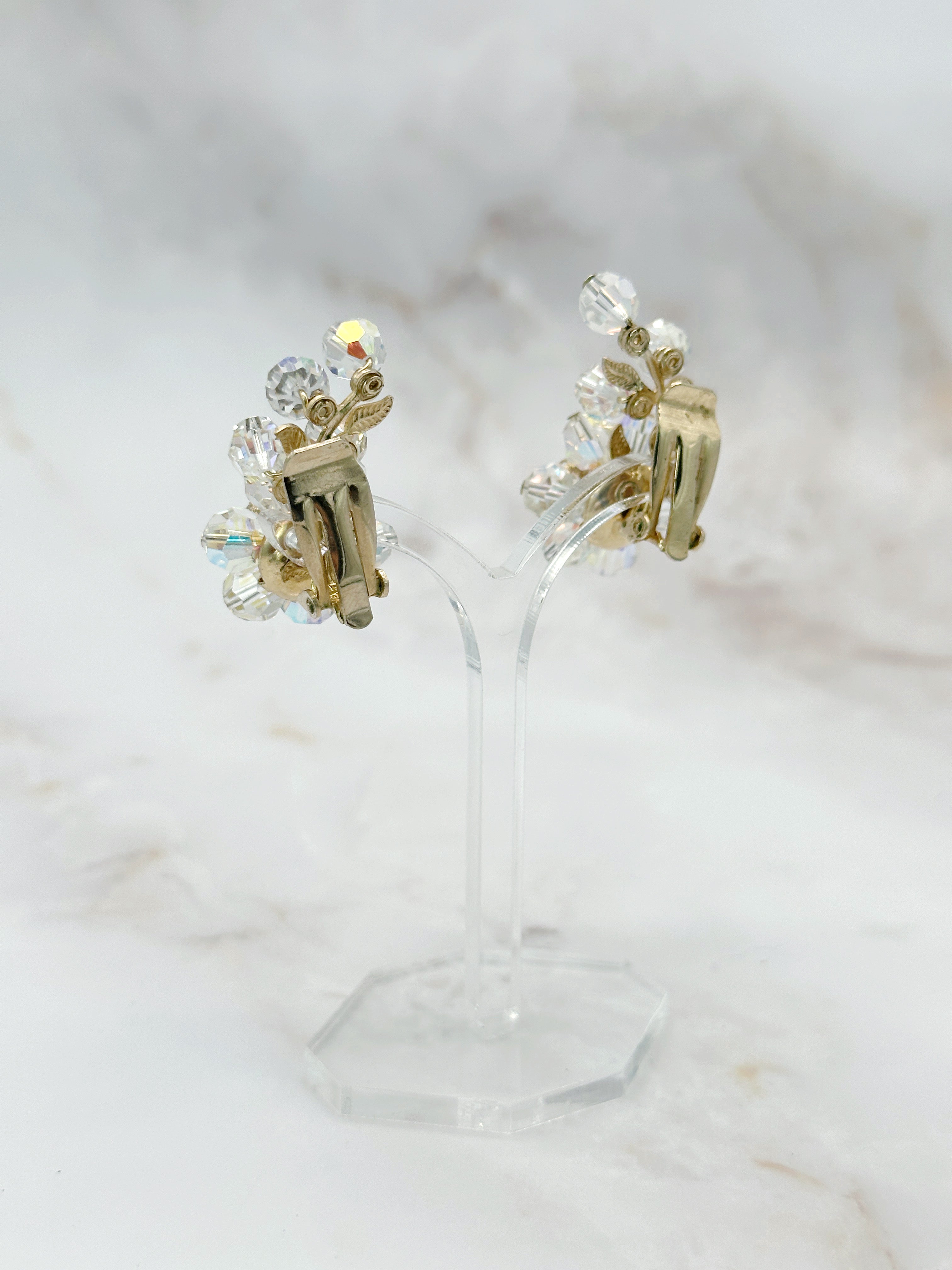 Vintage Earclimber Ohrclips mit Aurora Borealis Swarovski Kristallen