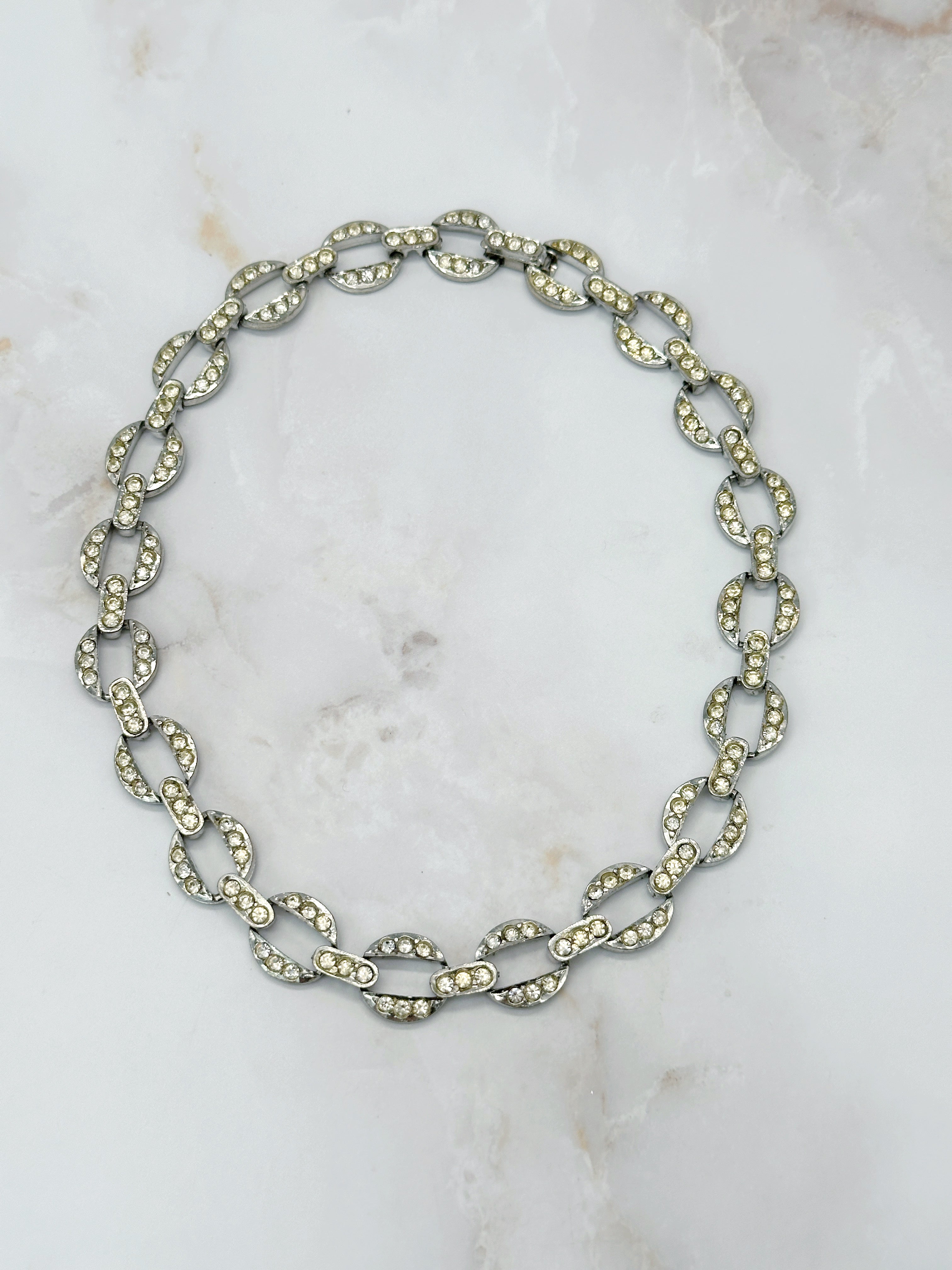 Strass Collier mit ovalen Gliedern
