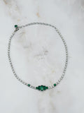Strass Choker mit dunkelgrünen Mittelsteinen im Smaragdschliff