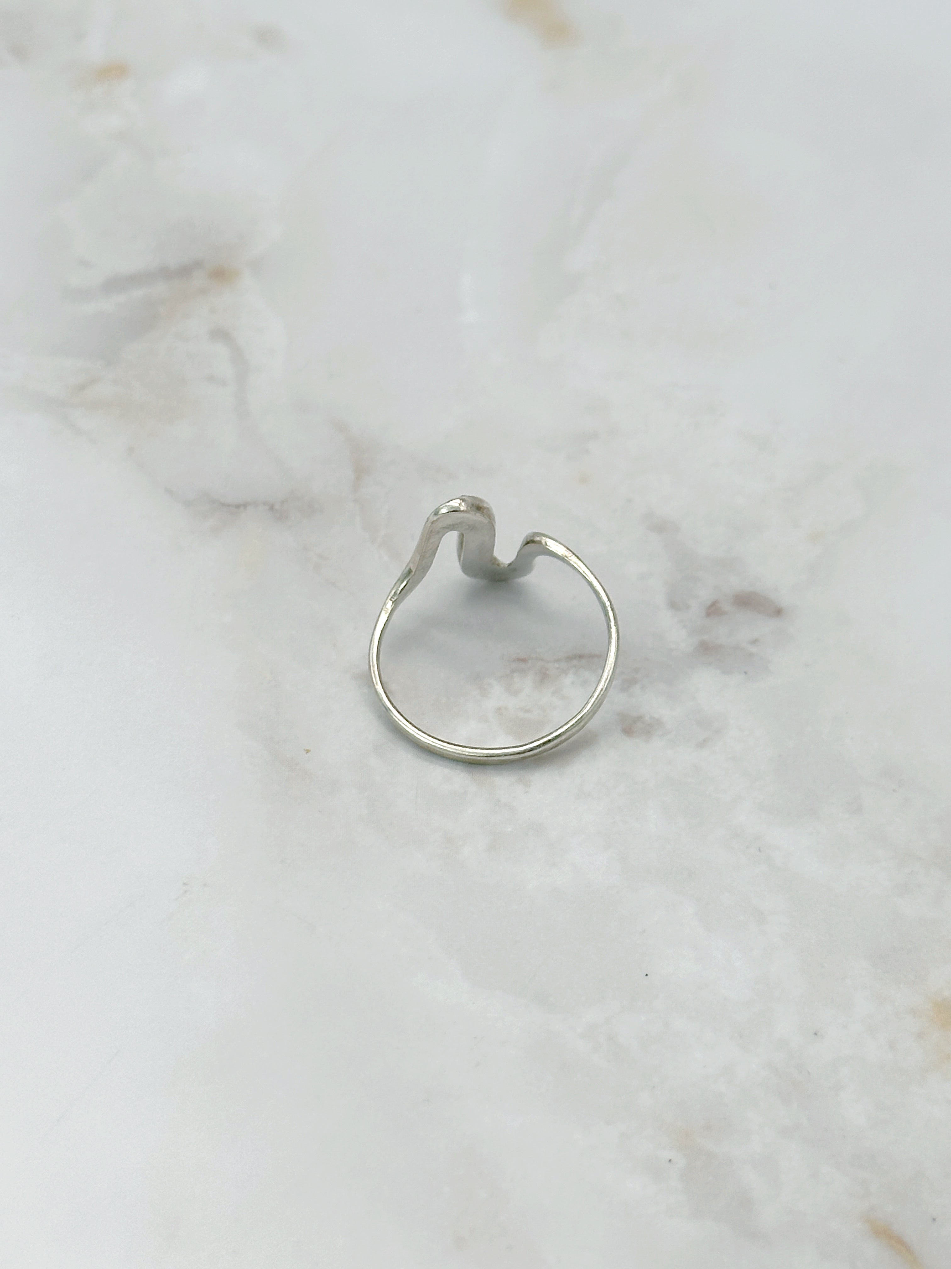 Modern silver ring 925 with graphic black and white design