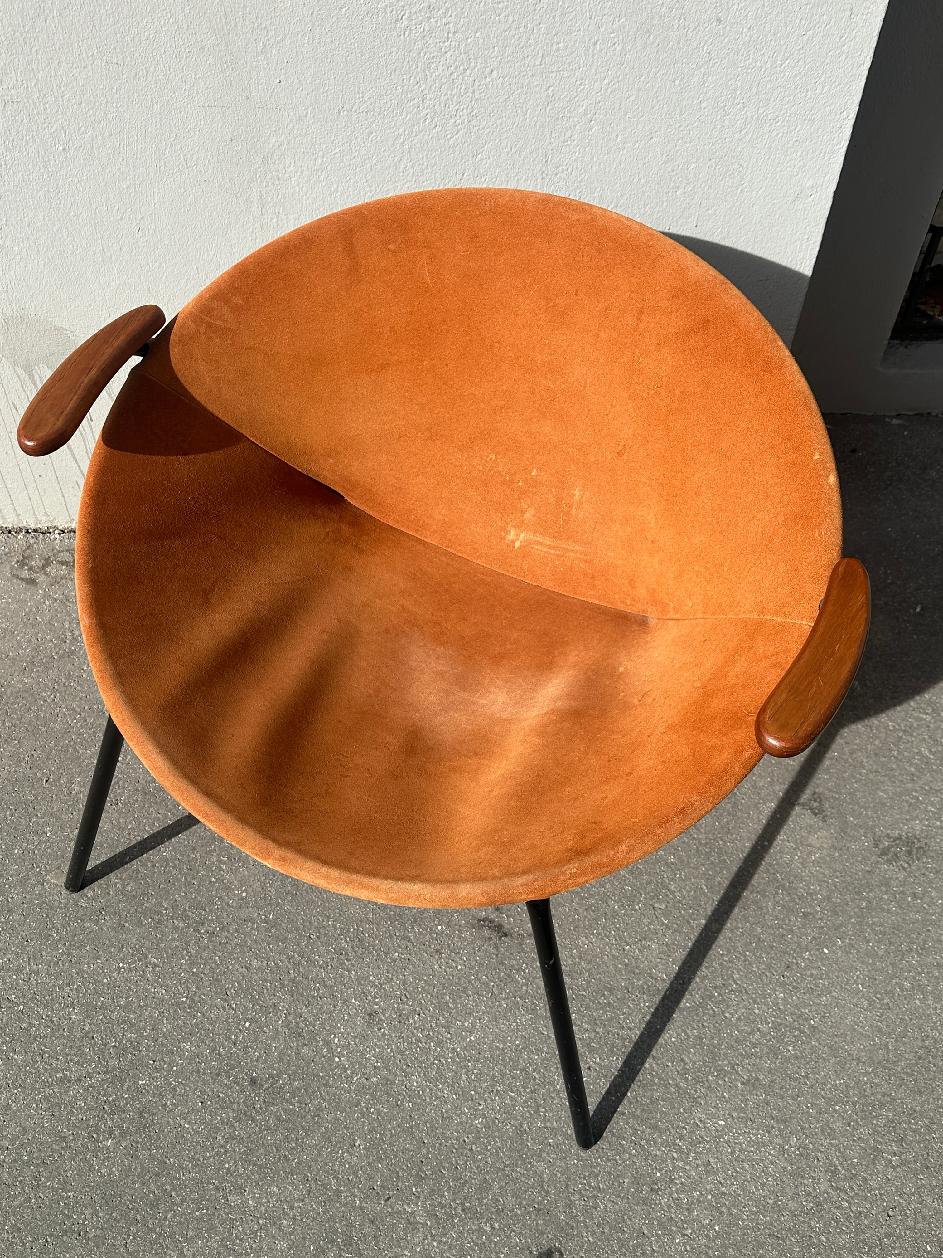Designklassiker: "Balloon" Loungesessel von Hans Olsen, Teak & Wildleder