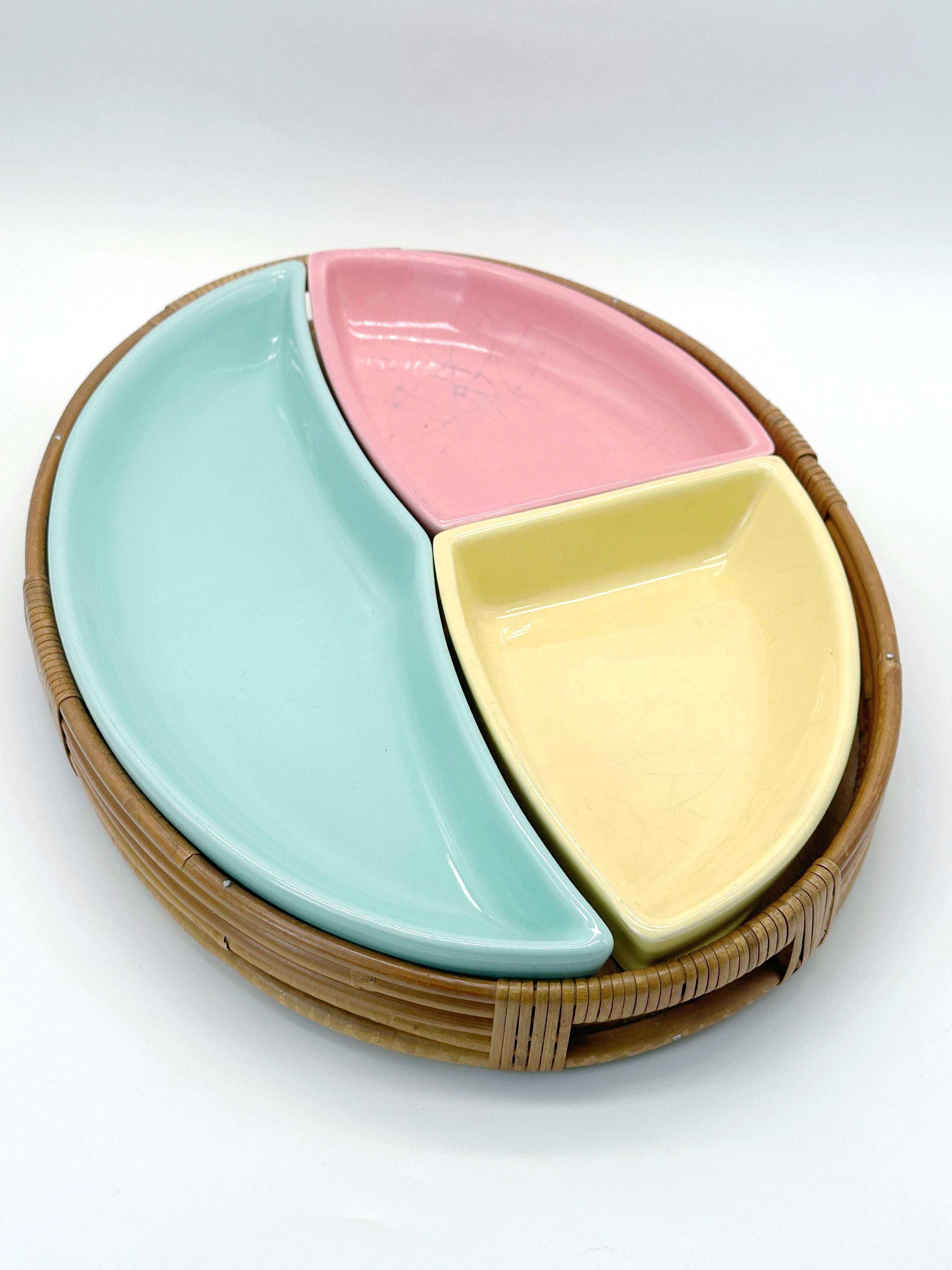 Original 50er Jahre Menage-Set mit Keramikschalen