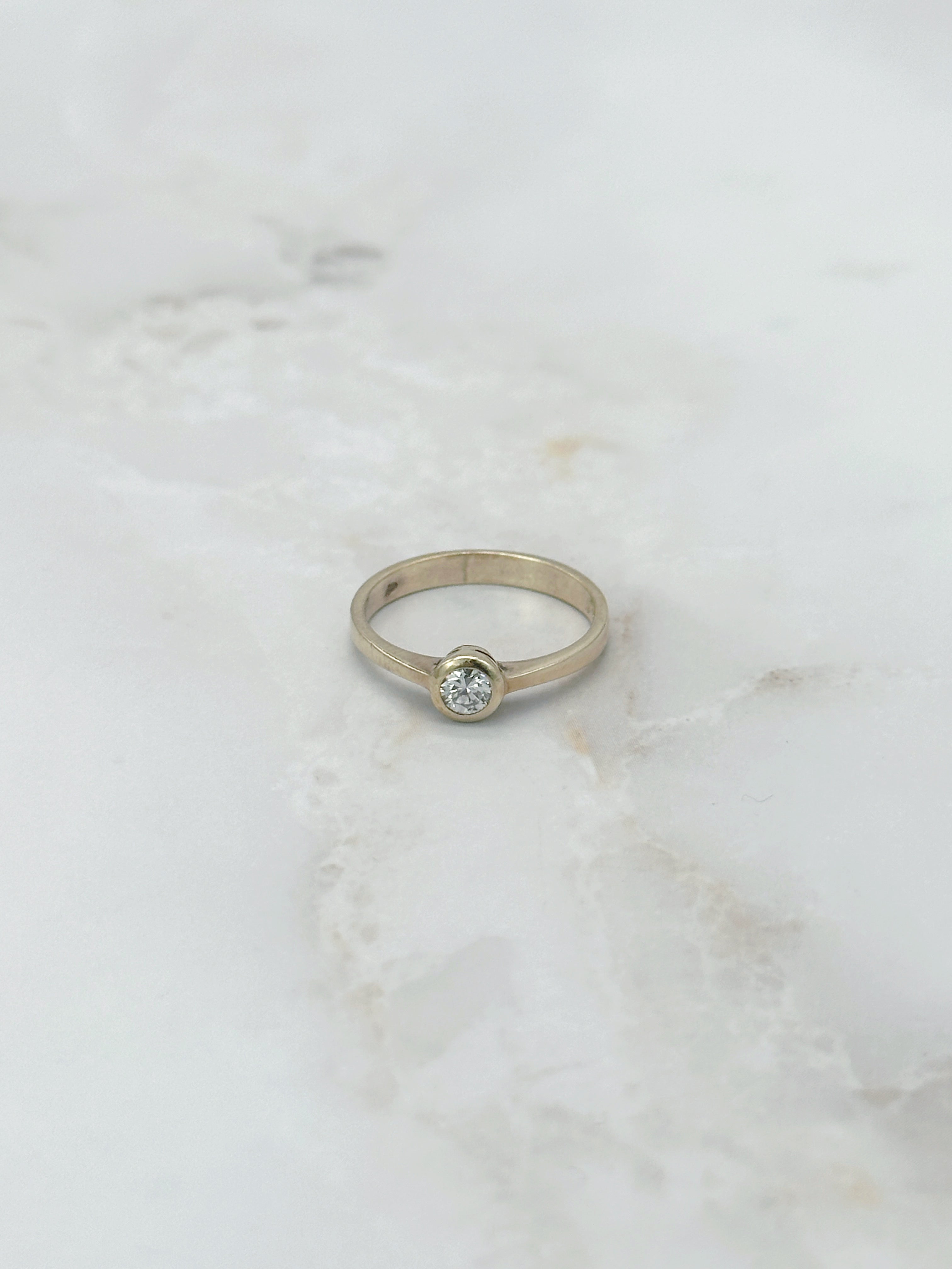 Vintage Solitär Ring in 585 Gelbgold mit Diamant