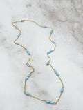 Lange Vintage Halskette mit Imitationsperlen in Champagner oder Blau
