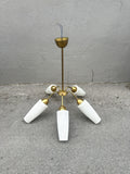 Mid-Century Luster um 1950 mit gerillten Glasschirmen