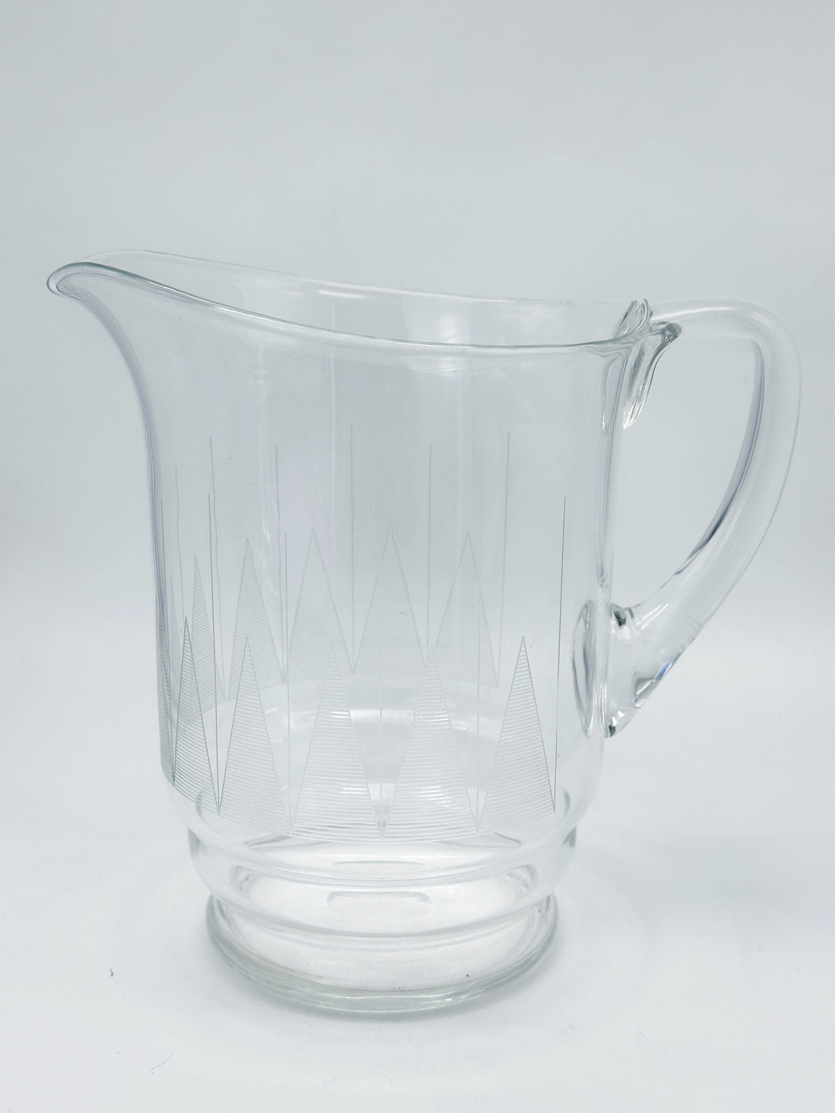 Vintage Wasserkrug aus Kristallglas mit Zickzack-Design