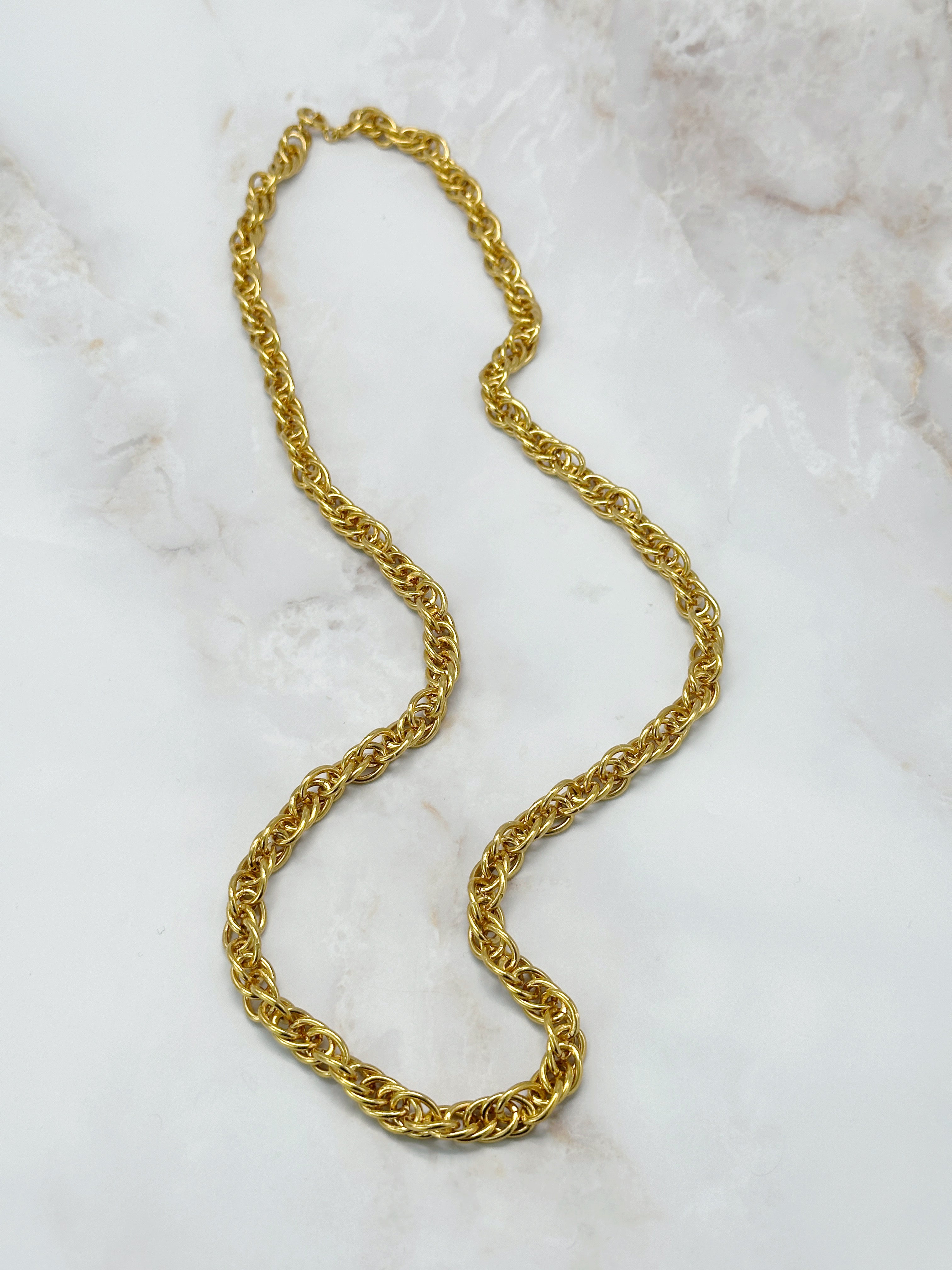 Lange Vintage Gliederkette 18 Karat vergoldet