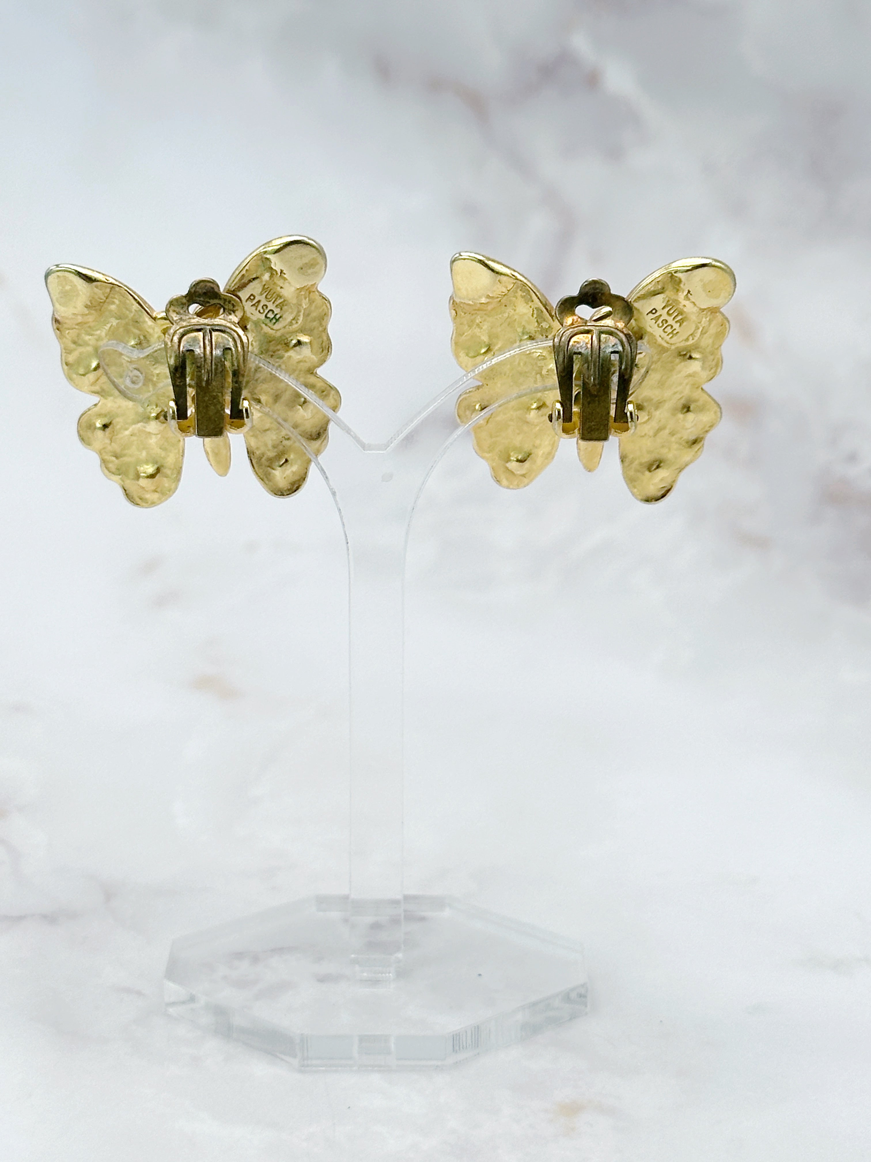 Vergoldete Ohrclips mit Schmetterling-Motiv