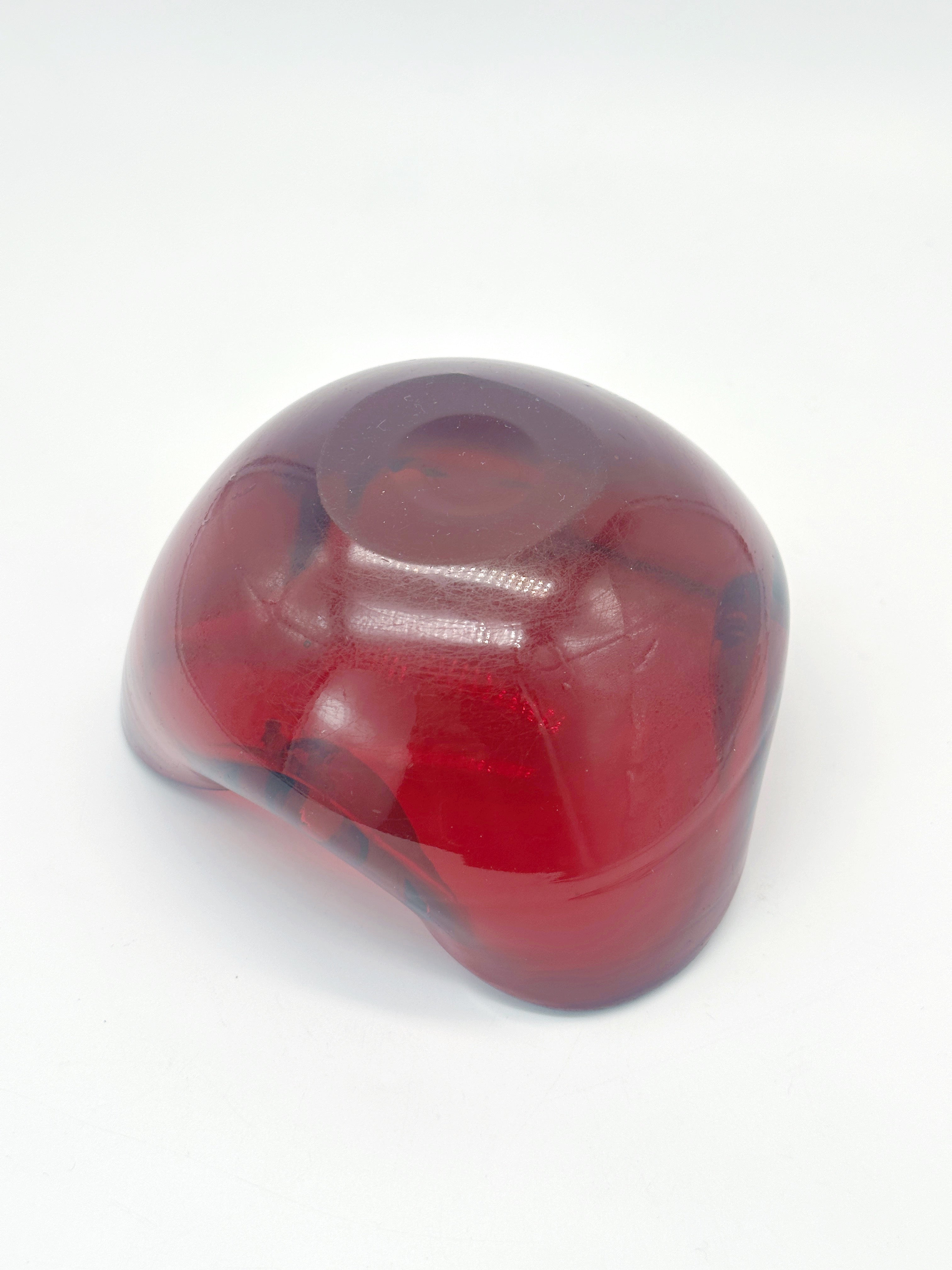 Vintage Murano Glasschale in tiefem Weinrot