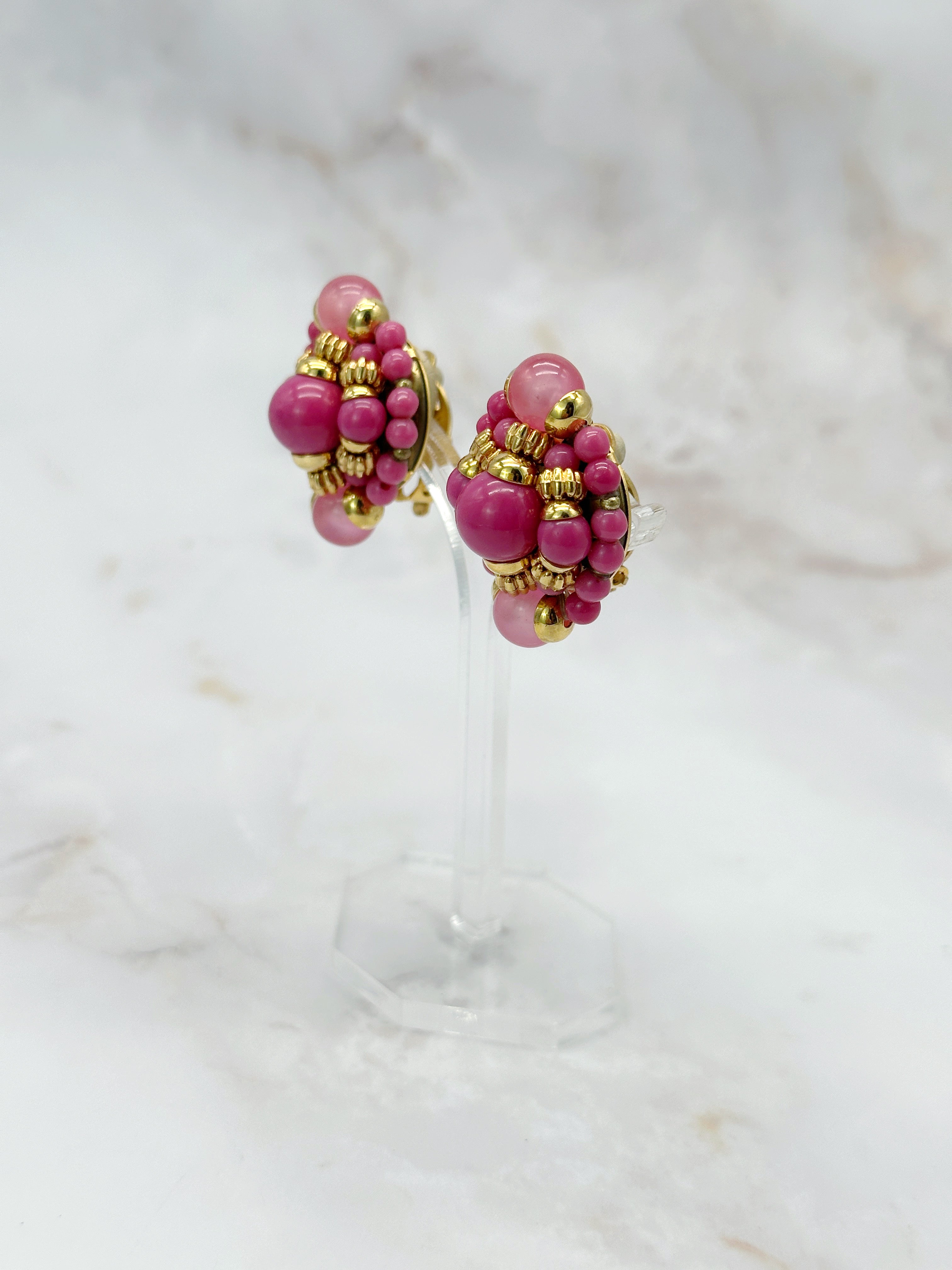Ohrclips in Pink und Rosa mit Navettenform