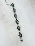 Vintage Armband mit Glasmosaik und Trapezgliedern