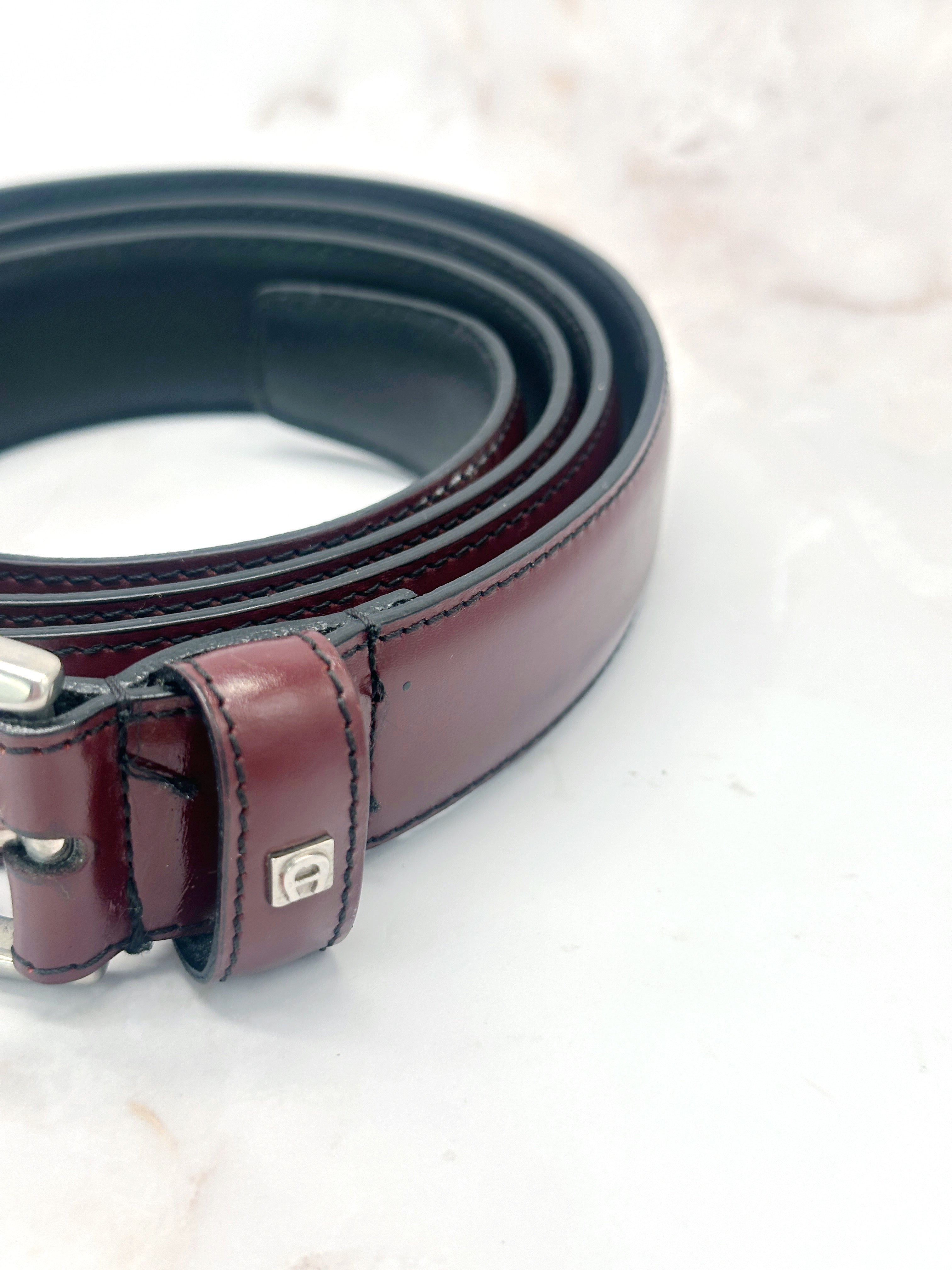 Vintage Gürtel von Aigner aus dunkelrotem Leder