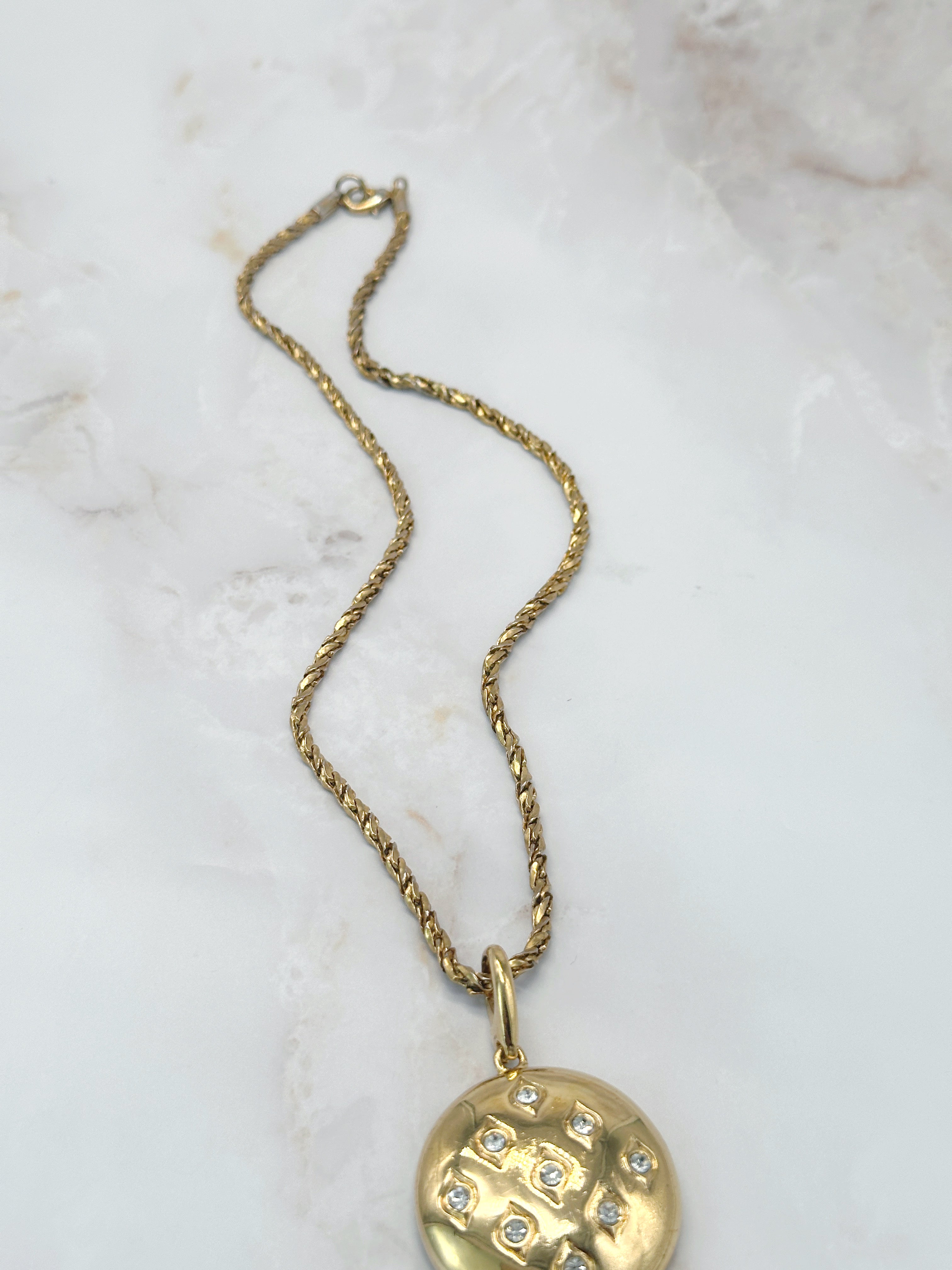 Gedrehte Vintage Halskette mit Strass Anhänger