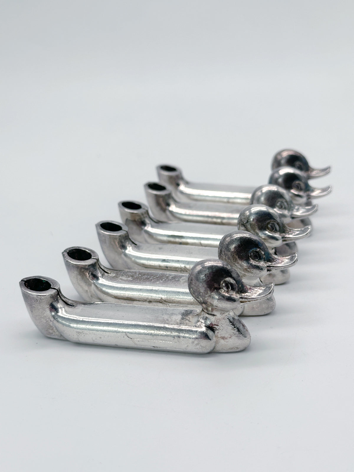 Vintage Tischkartenhalter in Entenform – versilbertes 6er-Set