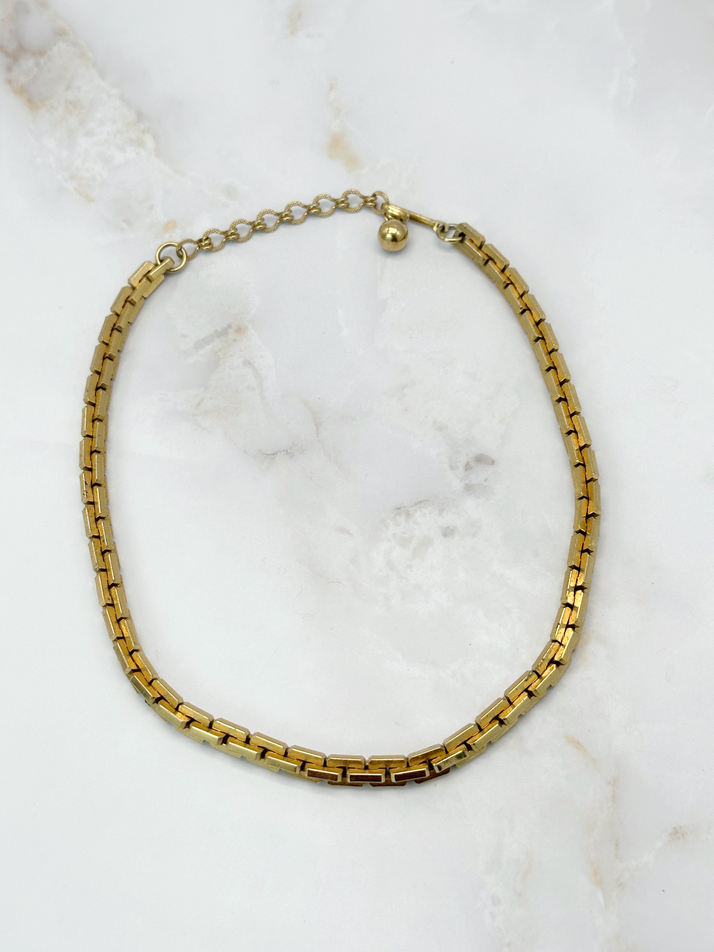 Vergoldeter Vintage Choker mit verschachtelten eckigen Elementen