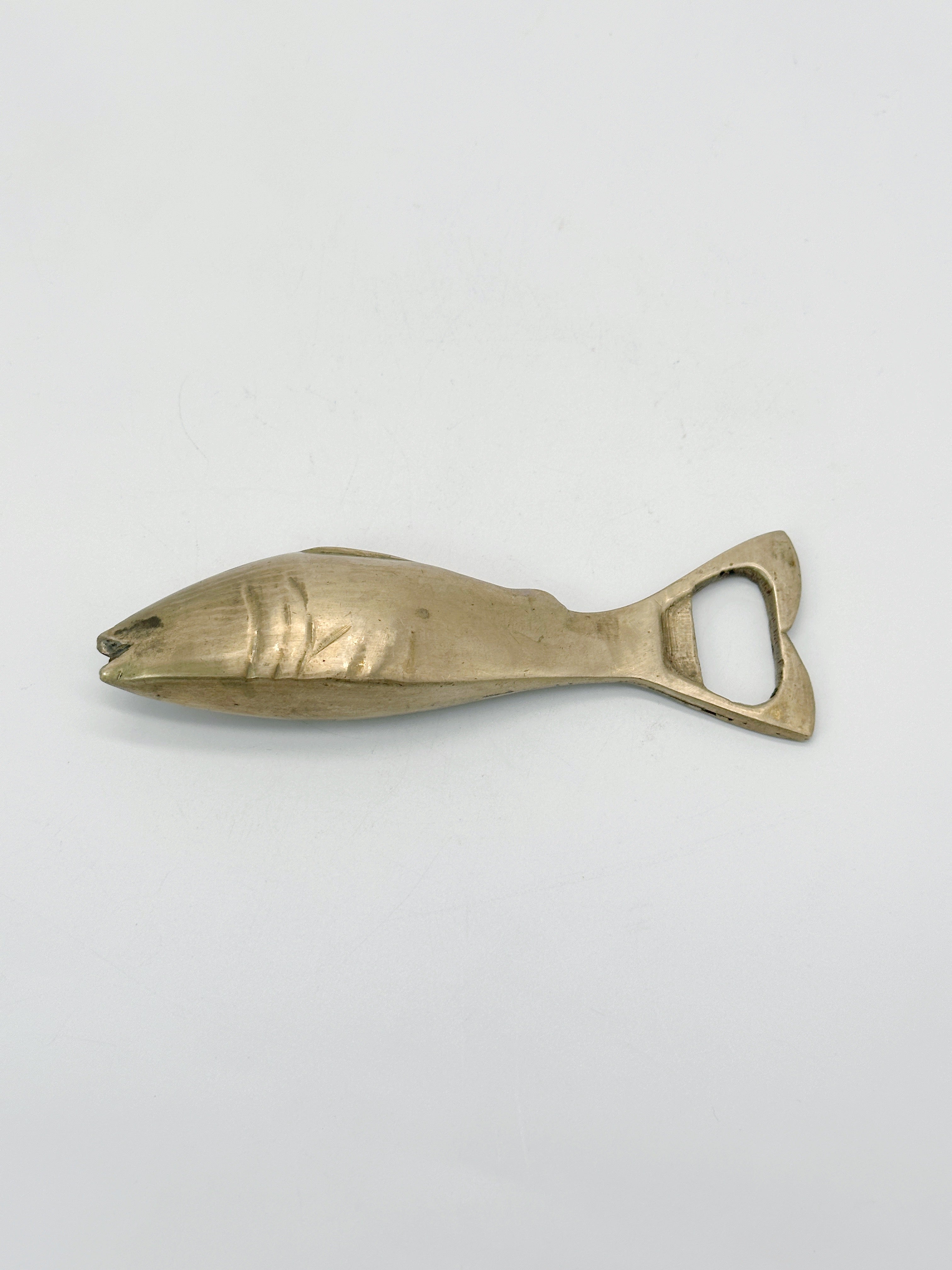 Vintage Flaschenöffner "Fisch" aus massivem Messing