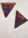 Amelie Goetzl, DON'T TOUCH ME, LOVE 2025 Reversible sequin fabric worked on a stretcher frame 2 triangles each 60 x 60 x 70 cm 